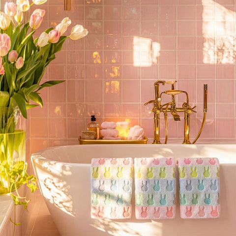 Hahafelt pastel spring decor towels fit bathroom and kitchen spaces