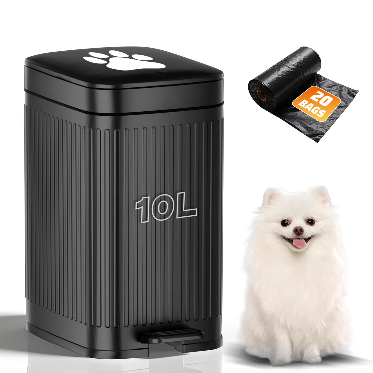 Hahomei dog poop trash can outside with pedal lid for hands-free waste disposal