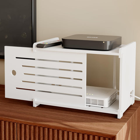 HAIDAIYA wooden router storage box cover hides clutter while elevating living space.