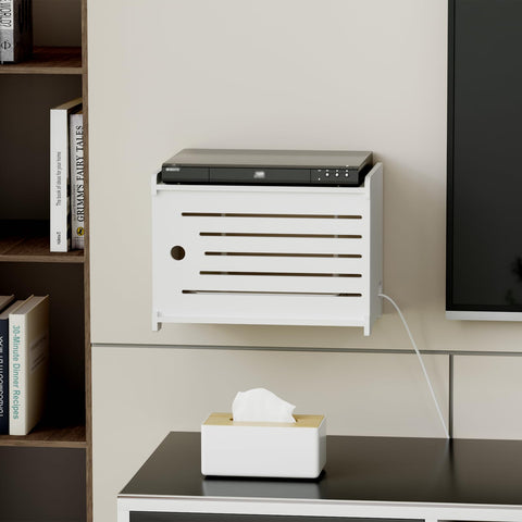 HAIDAIYA router storage box shown in a cozy living room setup.