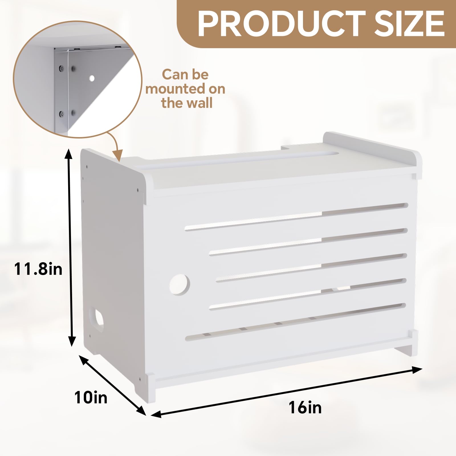 HAIDAIYA wooden router storage box sliding door conceals equipment with instant access.