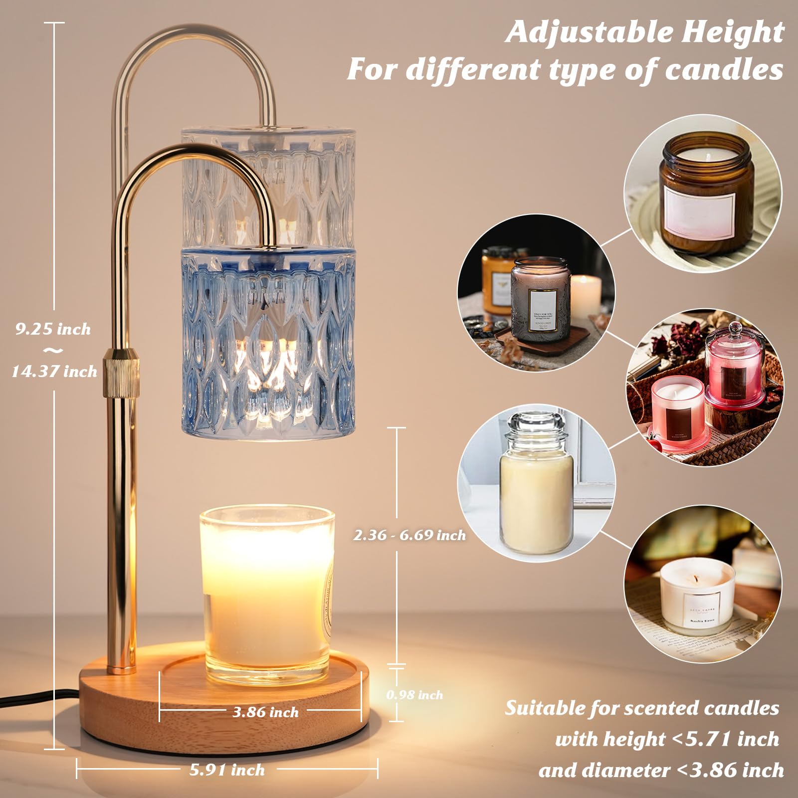 HAIDOLIANG candle warmer lamp dimmer controls customize brightness and heat