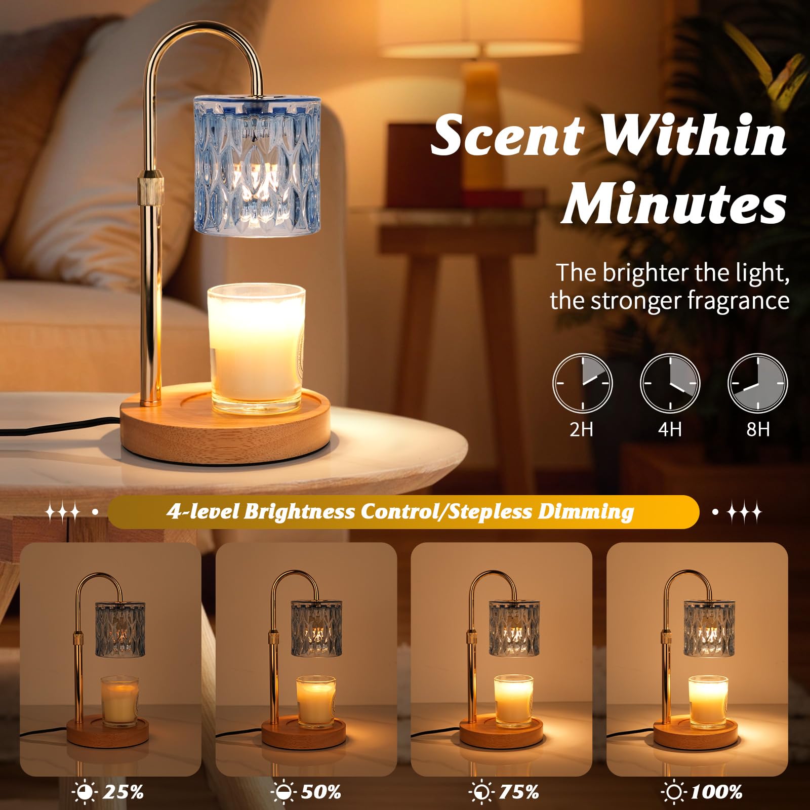 HAIDOLIANG candle warmer lamp height adjustment adapts to different jar sizes