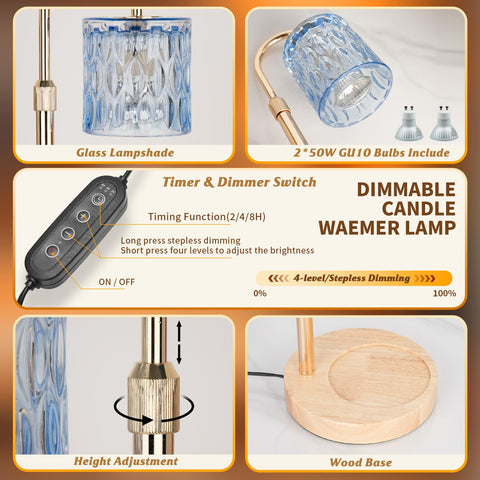 HAIDOLIANG candle warmer lamp with two bulbs for faster fragrance release and safe use