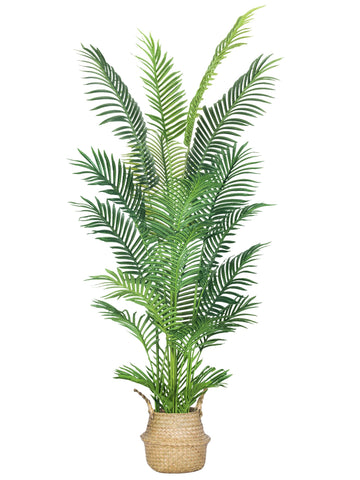 Haihong 6ft artificial palm tree with real-touch leaves for lush indoor decor.