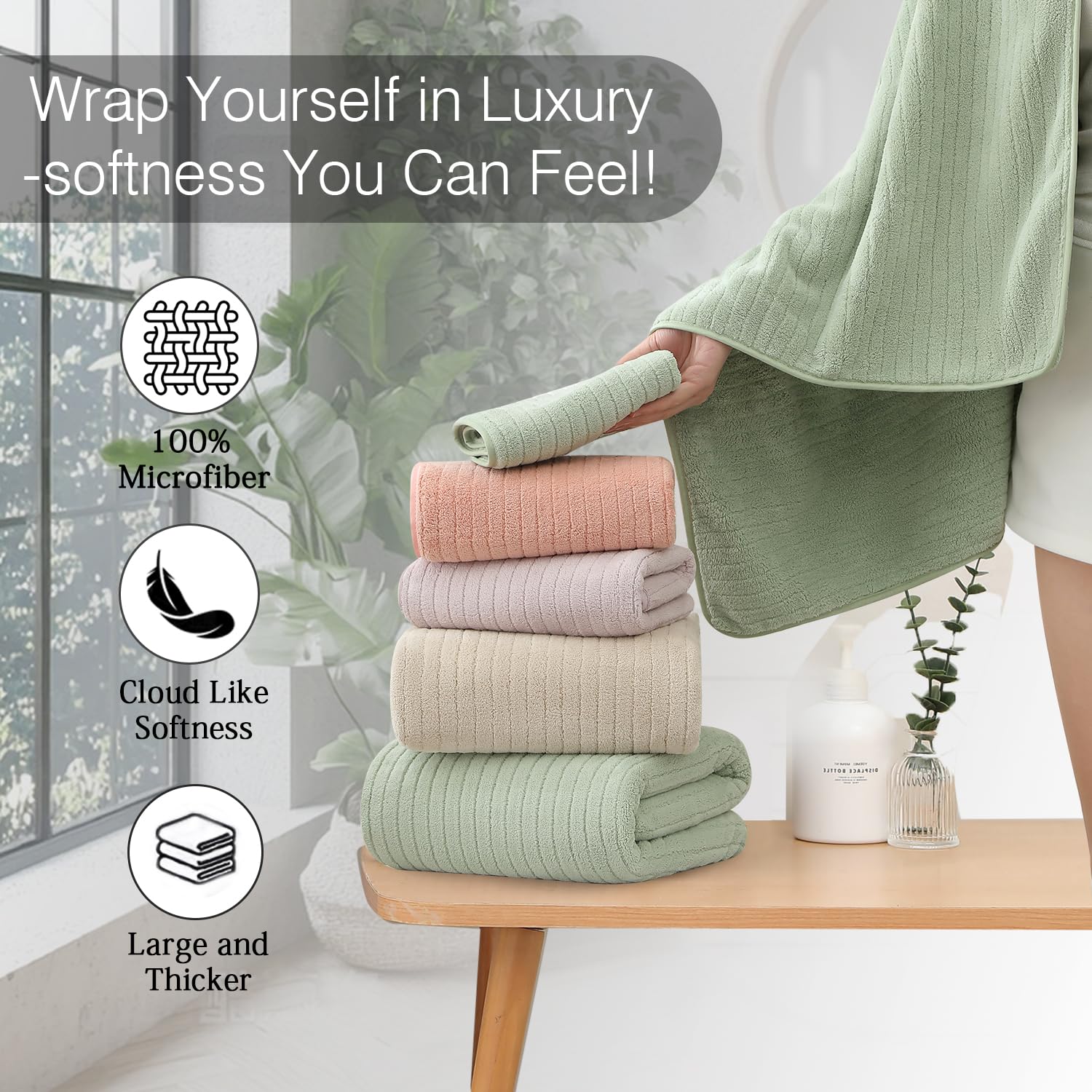 Double-stitched hems visible on Hailea towels for durable everyday use