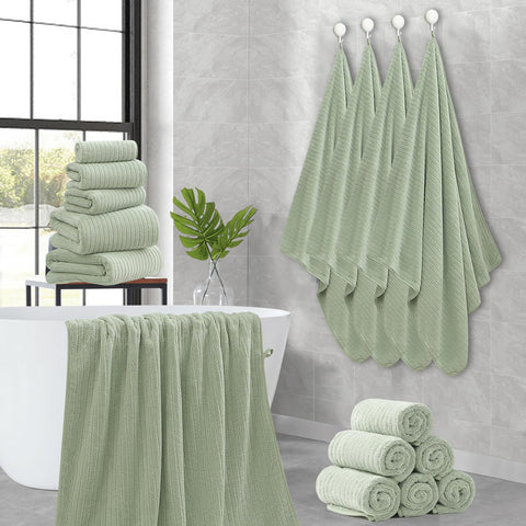 Green color option from Hailea set complements modern bathroom decor