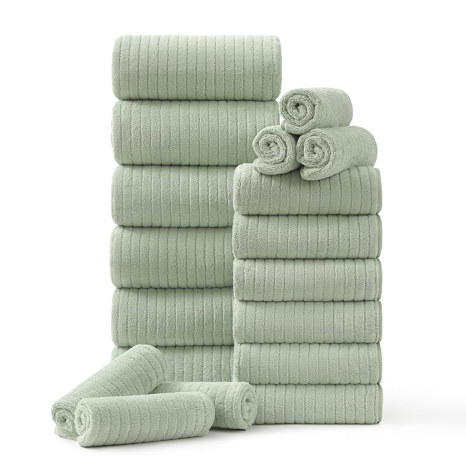 Hailea 18-piece towel set close-up showing plush softness for daily luxury