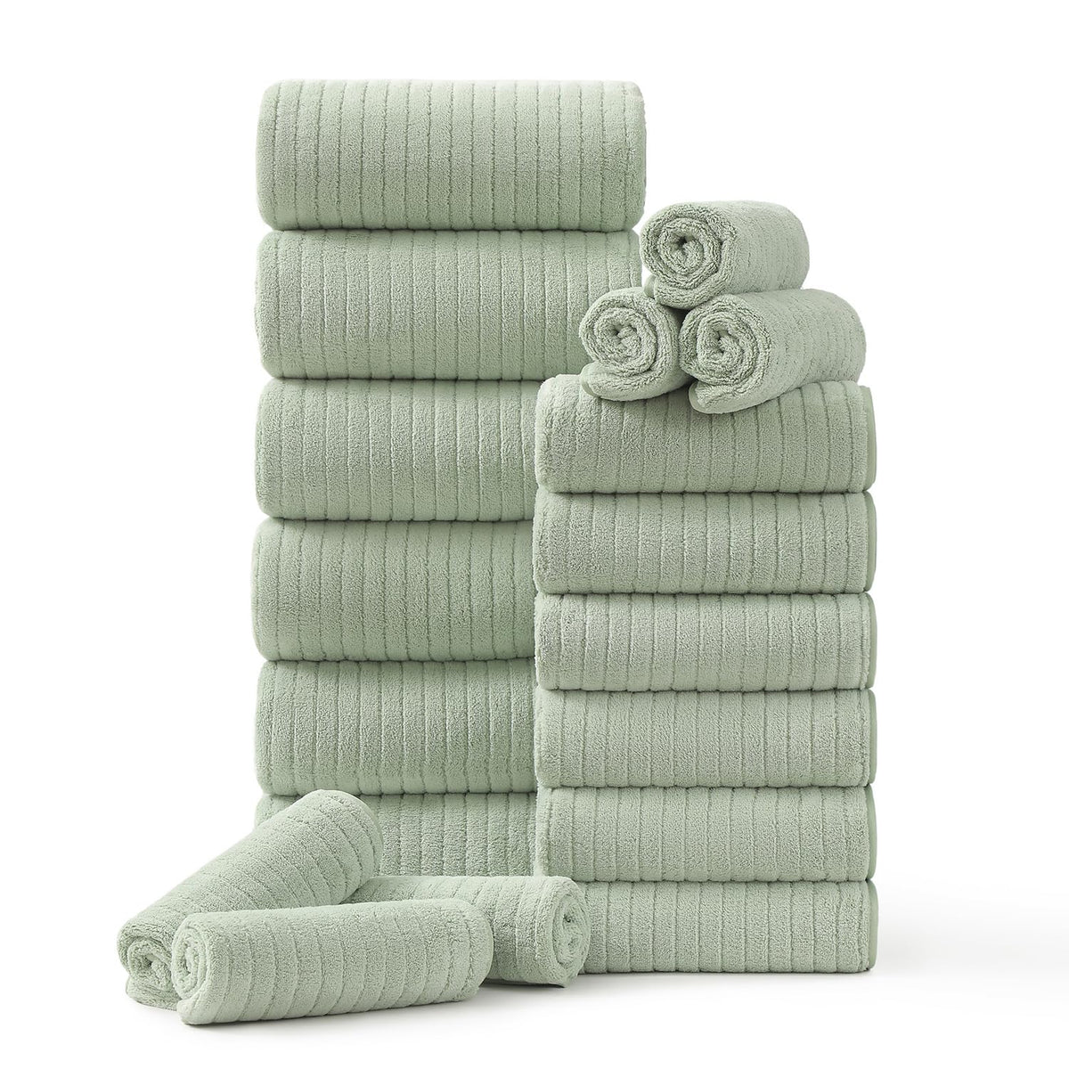 Hailea 18-piece towel set close-up showing plush softness for daily luxury