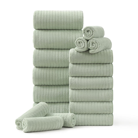 Hailea 18-piece towel set close-up showing plush softness for daily luxury