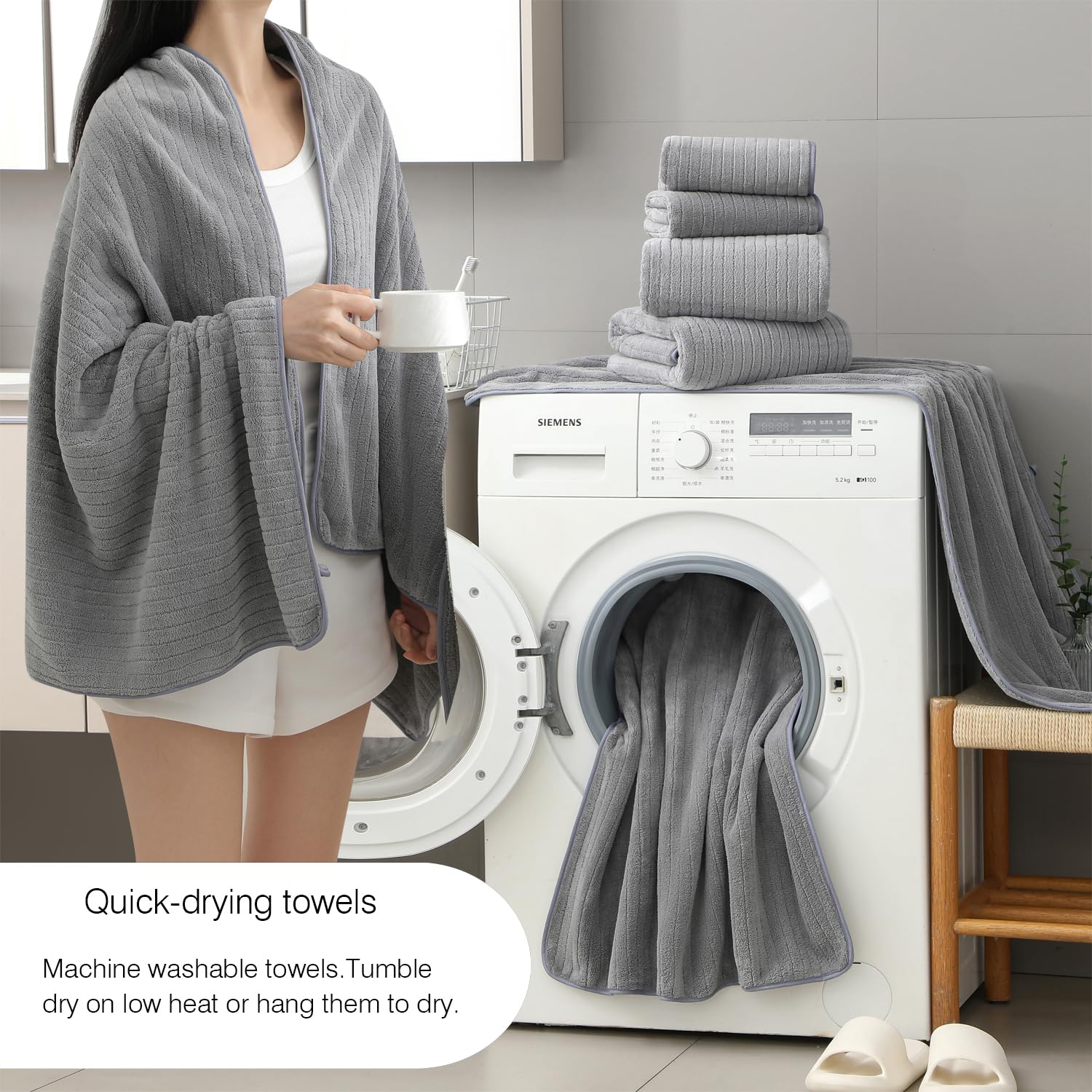 Hailea 600gsm ultra-absorbent towels demonstrating quick-dry performance.
