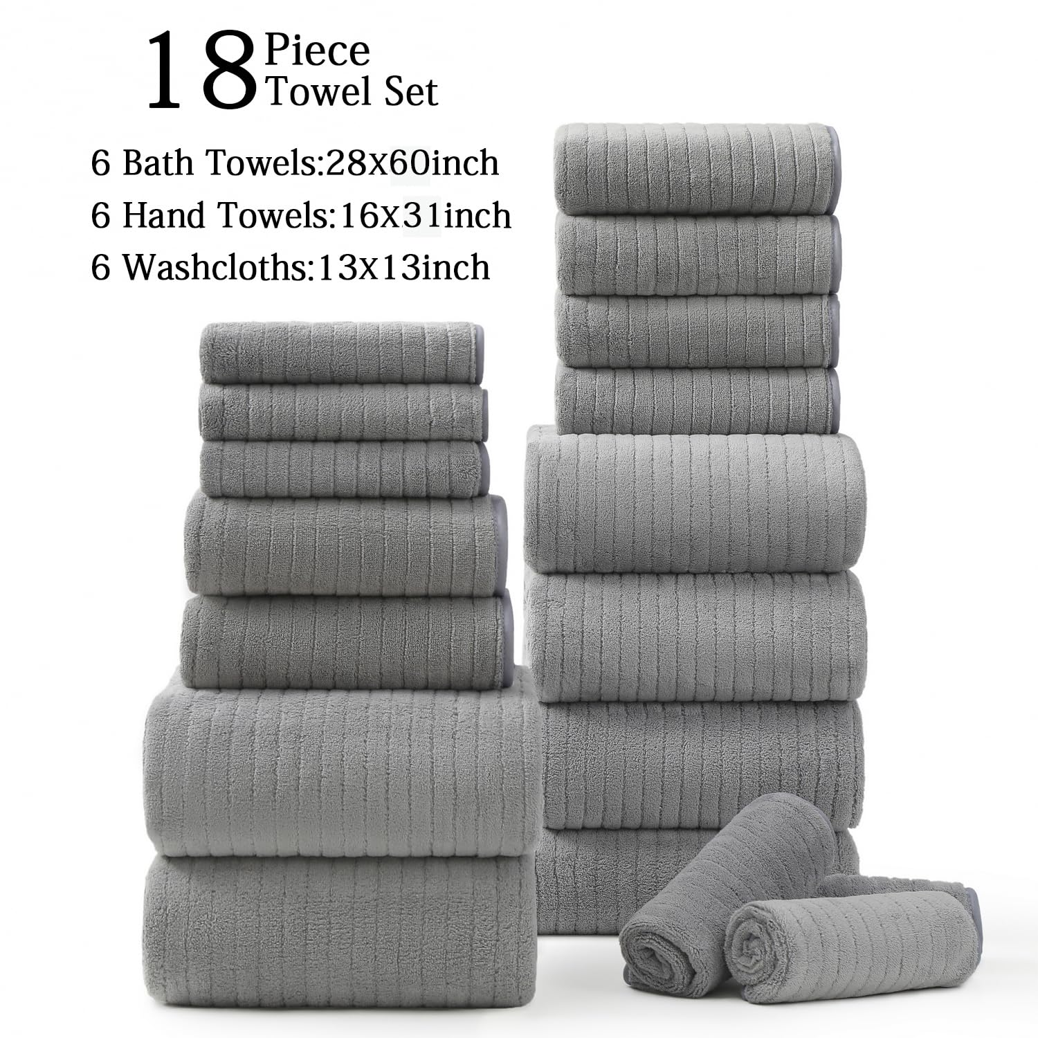 Hailea gray bath towels shown as coordinated decor.