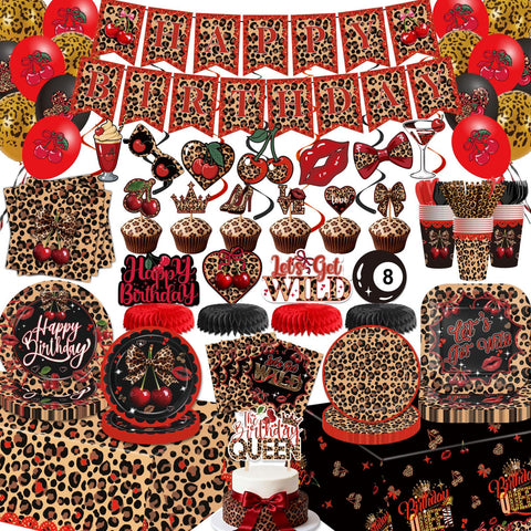 Haimimall banner with red cheetah print for a bold party backdrop