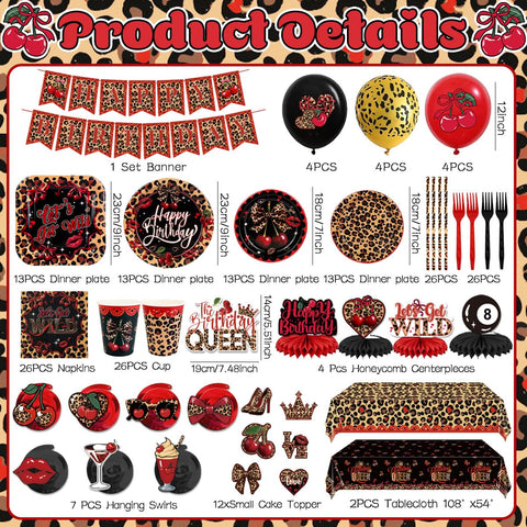 Haimimall leopard-cherry dinner plates coordinated for Y2K theme