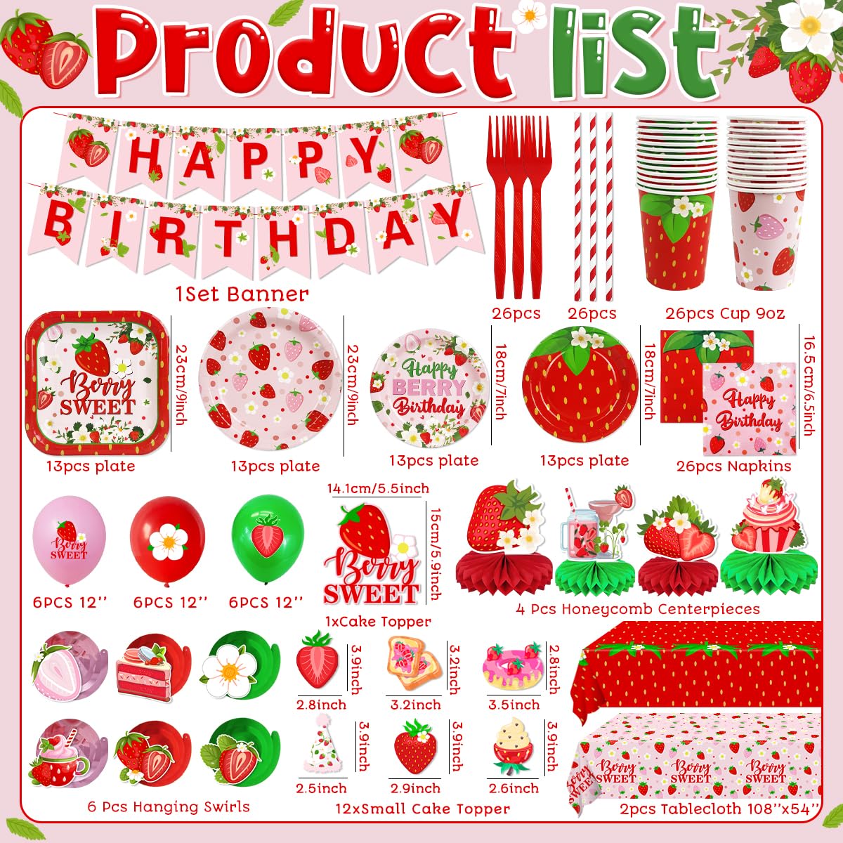 Haimimall strawberry napkins add playful pink accents to the table