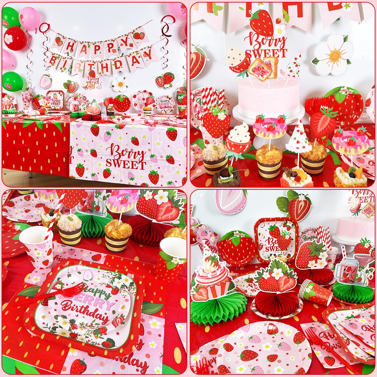 Haimimall strawberry tablecloths transform surfaces into festive bases