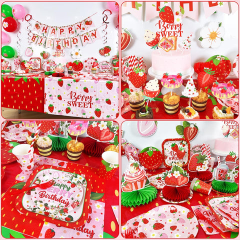 Haimimall strawberry tablecloths transform surfaces into festive bases