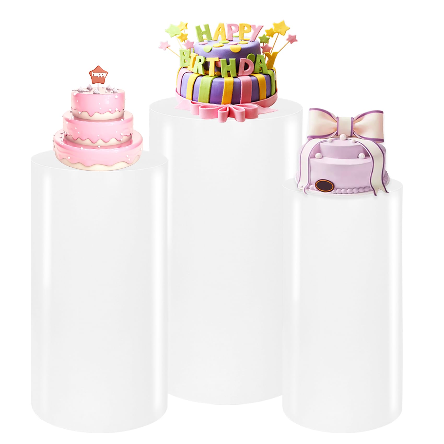 HAISIWLKJ cylinder stand large setup for an elegant dessert display at events.