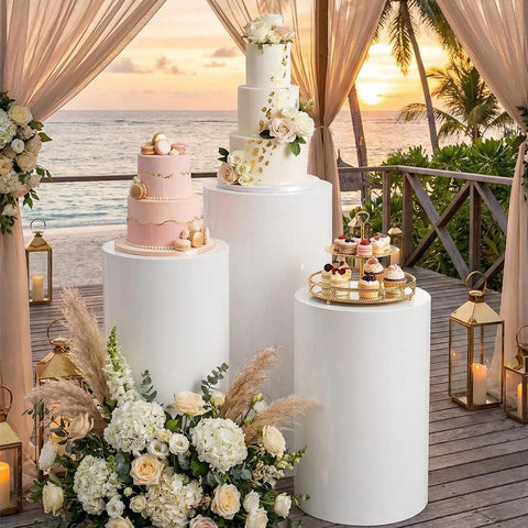 HAISIWLKJ cylinder stand large 3 showcases a seamless finish for cake and floral displays.