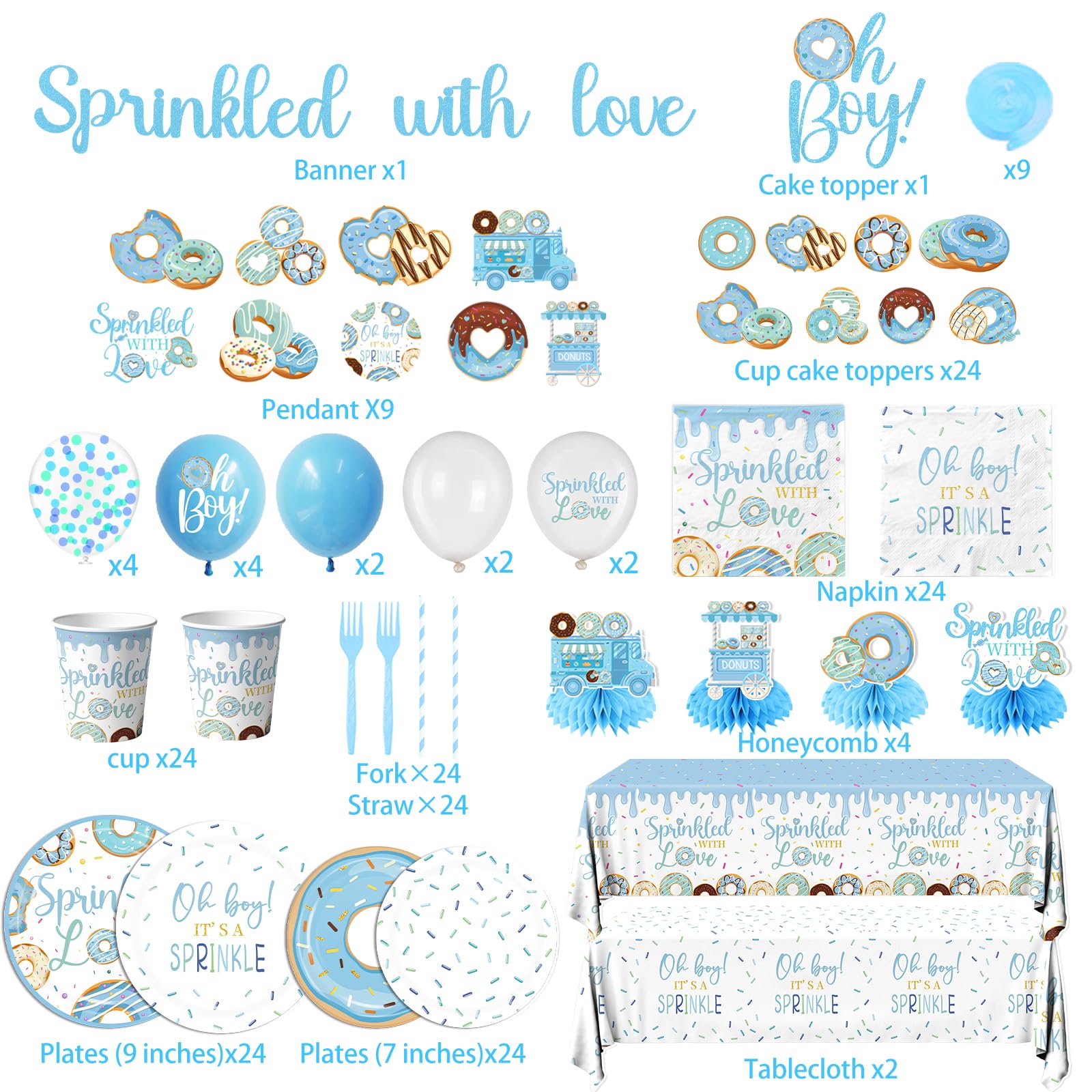 HAKOTI Baby Sprinkle blue spiral pendant brightens dessert table