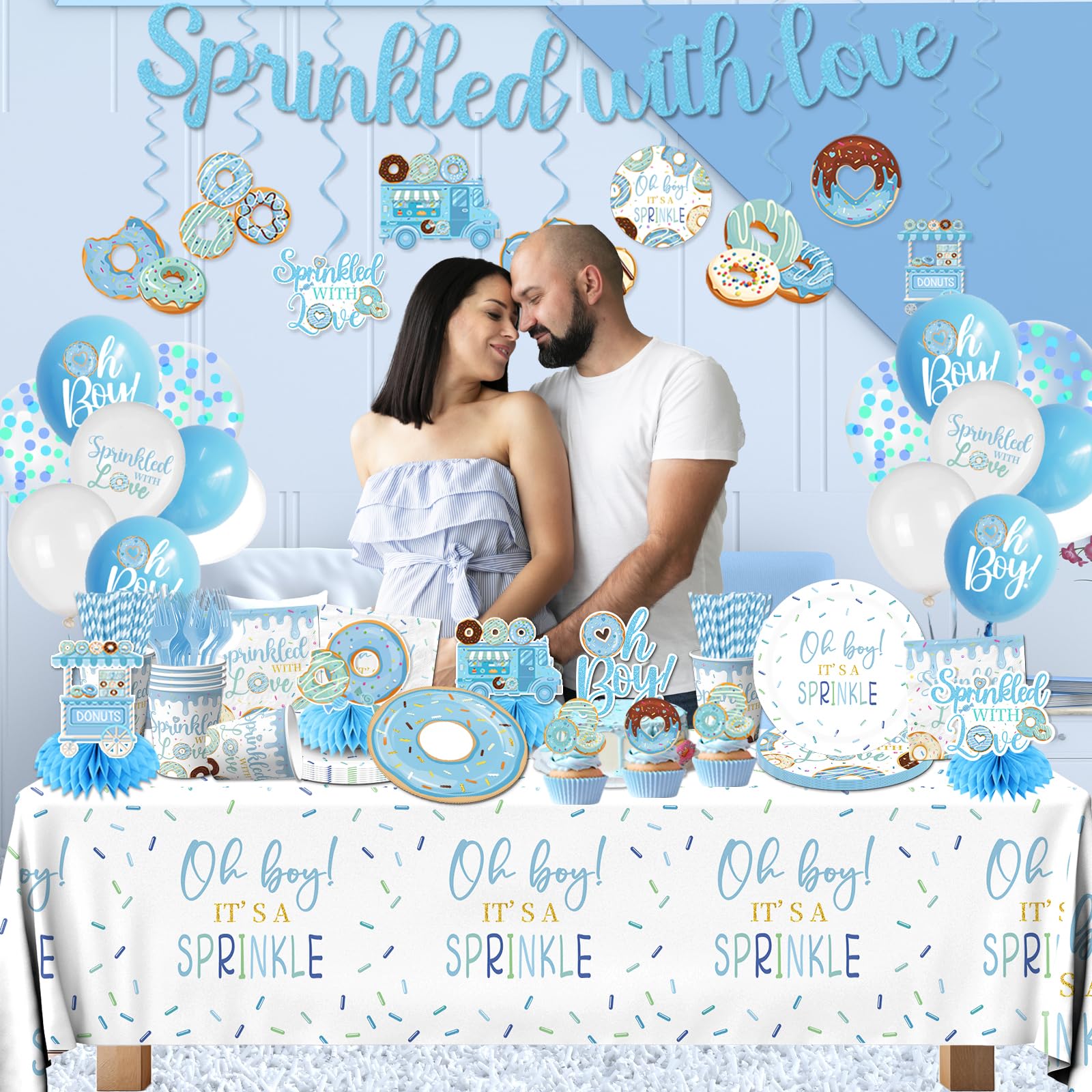 HAKOTI Baby Sprinkle donut cake topper and banner for a themed centerpiece