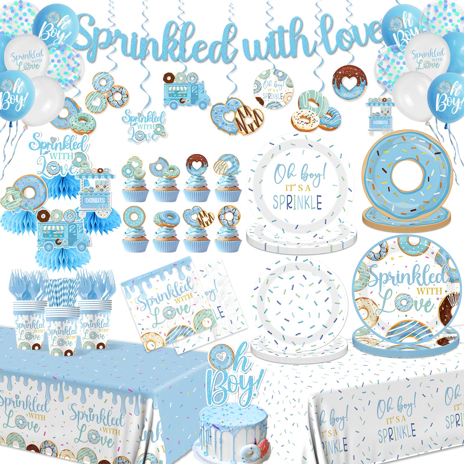 HAKOTI Baby Sprinkle donut tableware 24pc set for a cohesive party setup