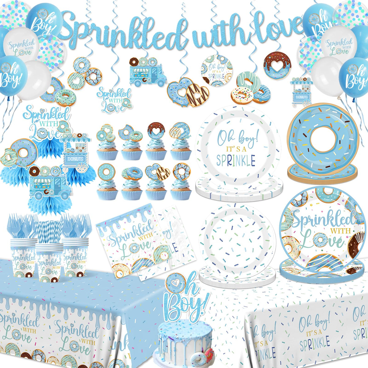 HAKOTI Baby Sprinkle donut tableware 24pc set for a cohesive party setup