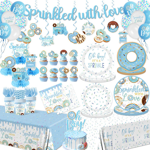 HAKOTI Baby Sprinkle donut tableware 24pc set for a cohesive party setup