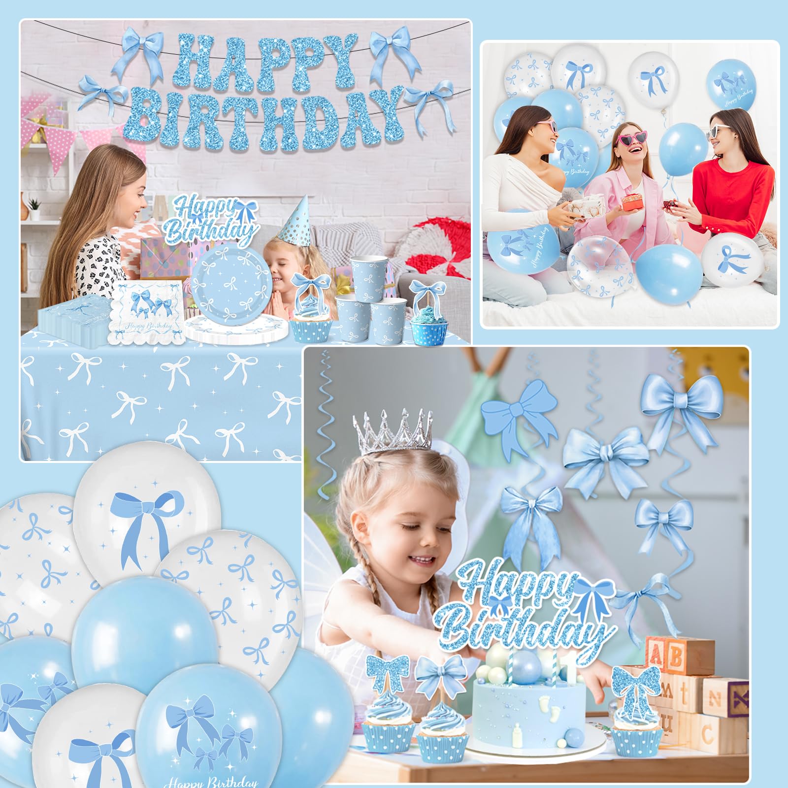HAKOTI Blue Bow cups 9 oz perfect for celebrations