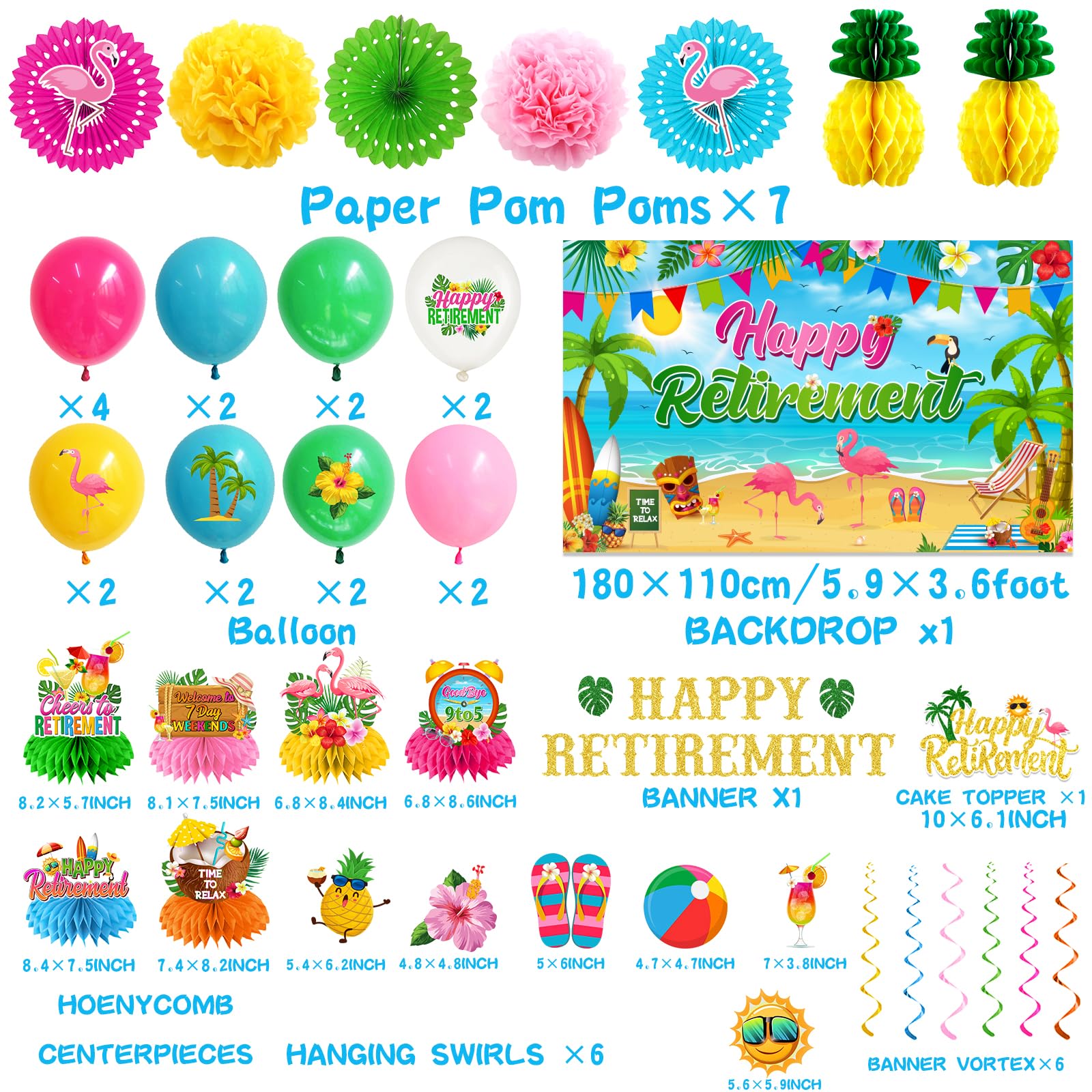Hakoti happy retirement banner creates a bright focal point for guests