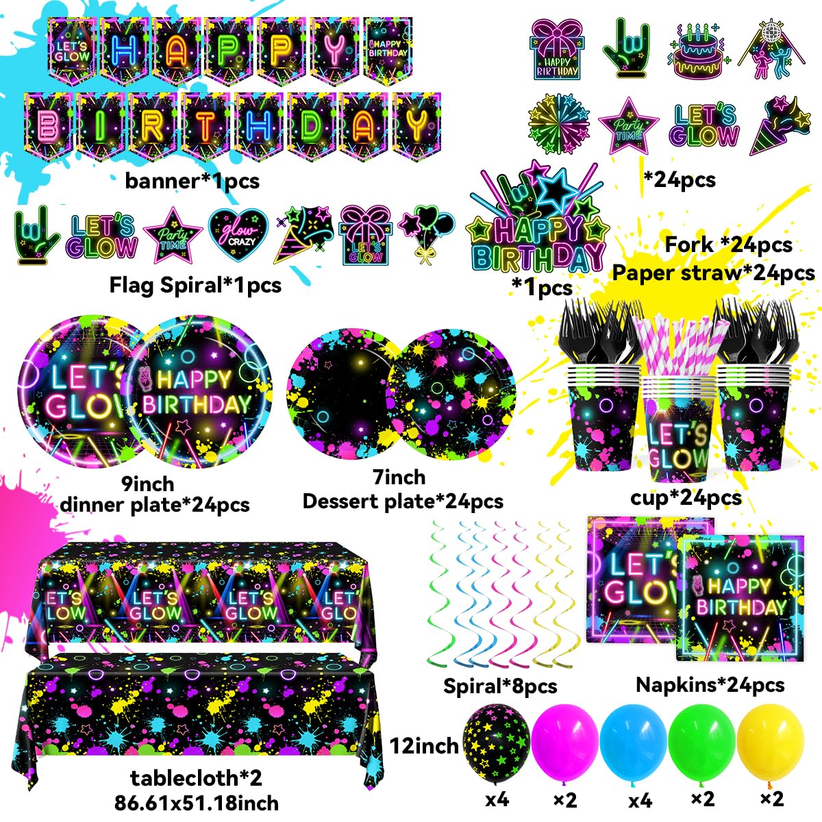 HAKOTI neon banner and spiral pendants add vibrant decor