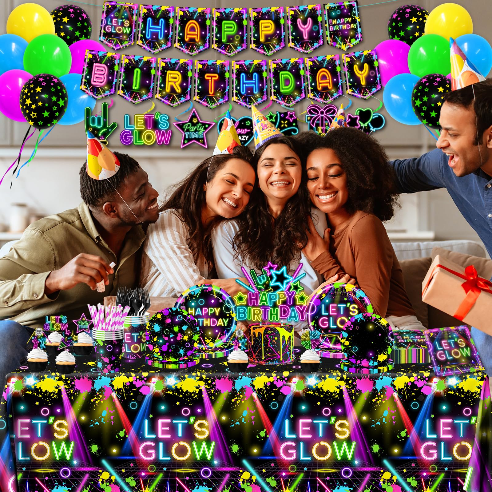 HAKOTI neon party forks for easy serving at celebrations