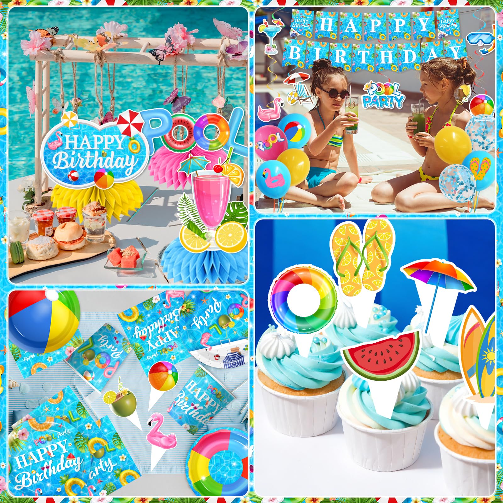 HAKOTI pool party balloons and banner set for instant poolside ambiance.