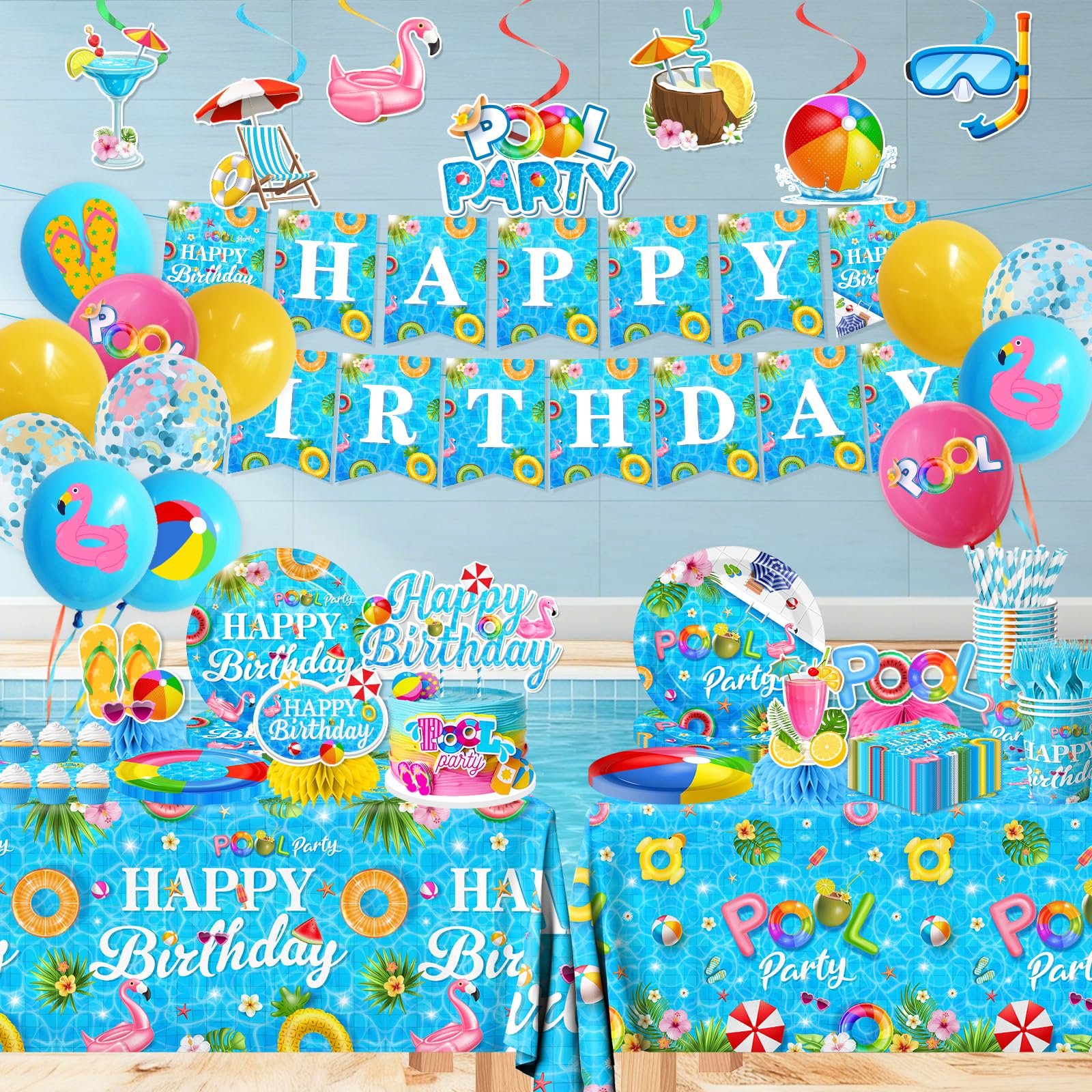 HAKOTI pool party napkins with colorful print for quick cleanup and festive vibes.