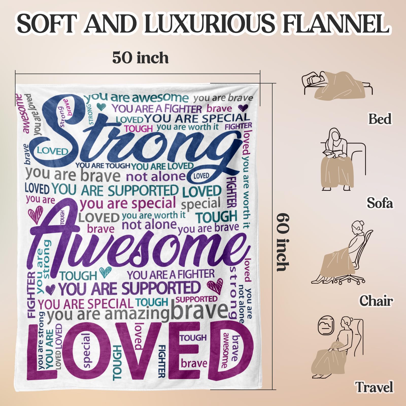 Hakumata 50x60 inch blanket is large yet portable for travel.