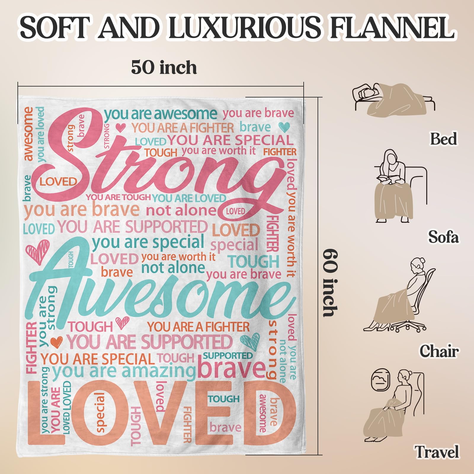 Hakumata hug blanket vibrant color design adds cheer during tough days.
