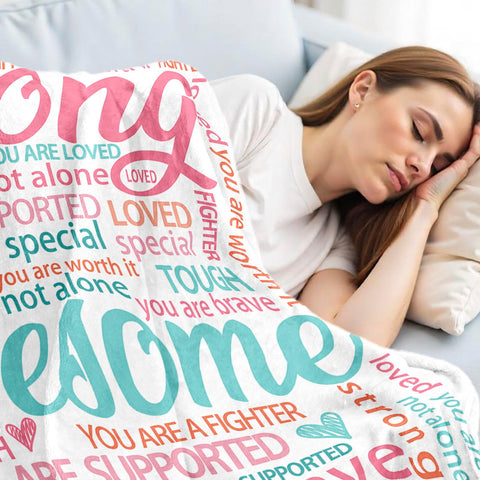 Hakumata hug blanket wrapped in bed shows comforting warmth during rest and recovery.