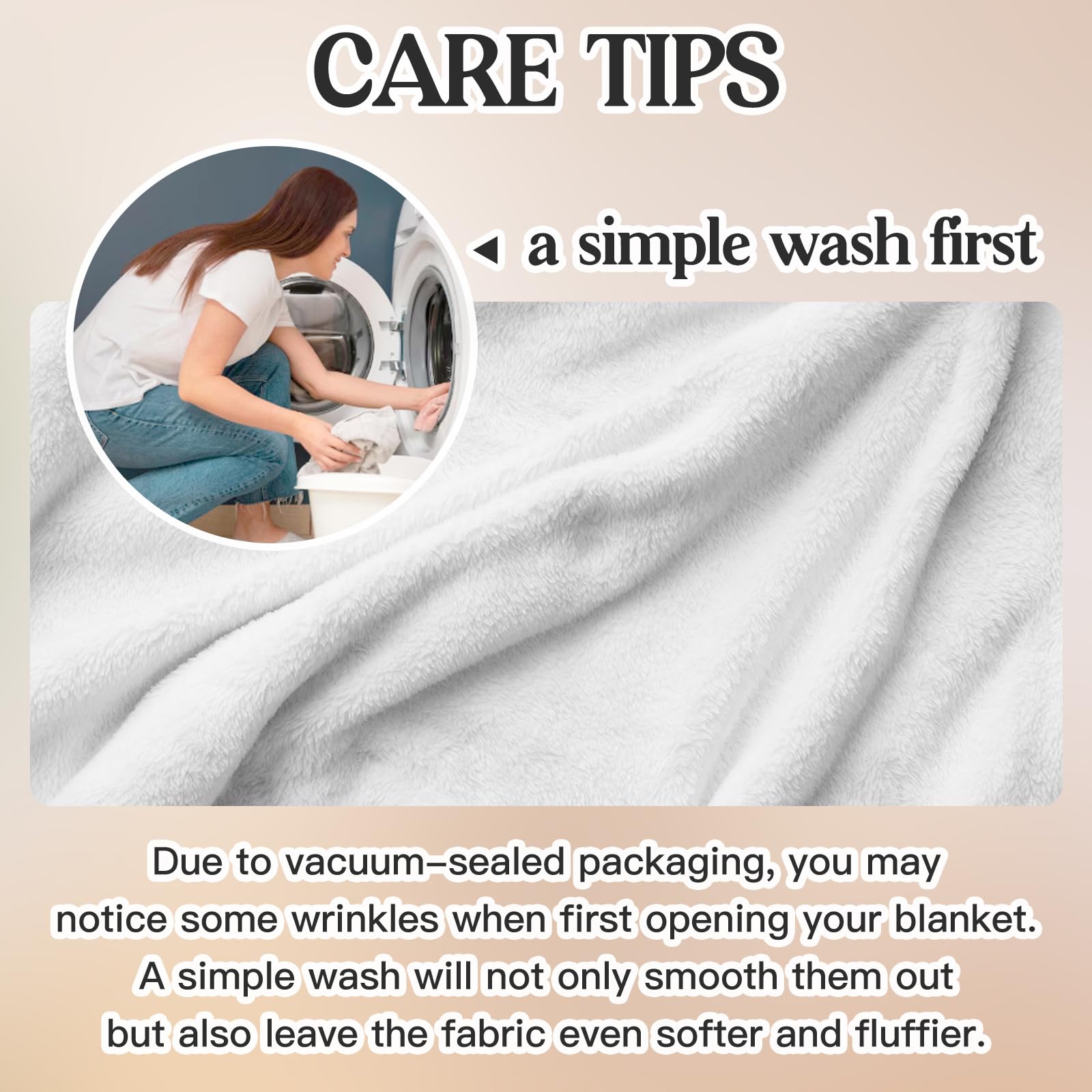 Hakumata machine-washable blanket, easy care and long-lasting.