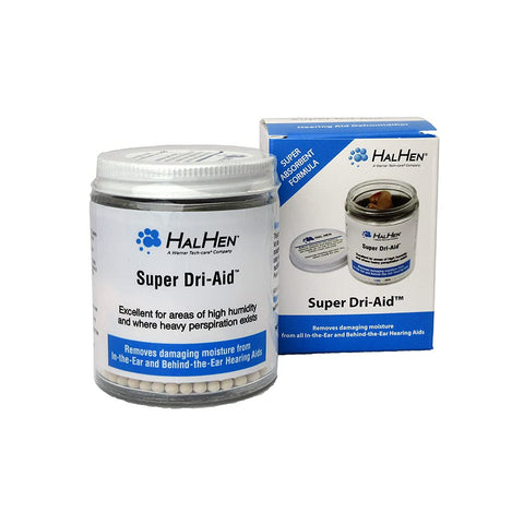 Hal-Hen Super Dri Aid closeup highlights its compact design for home, office, or travel
