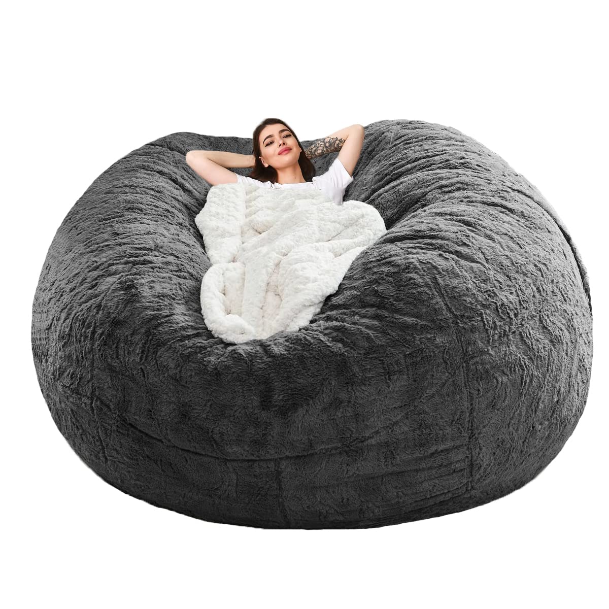 Halatua bean bag sofa cover in dark gray, durable fabric for long lasting lounging.