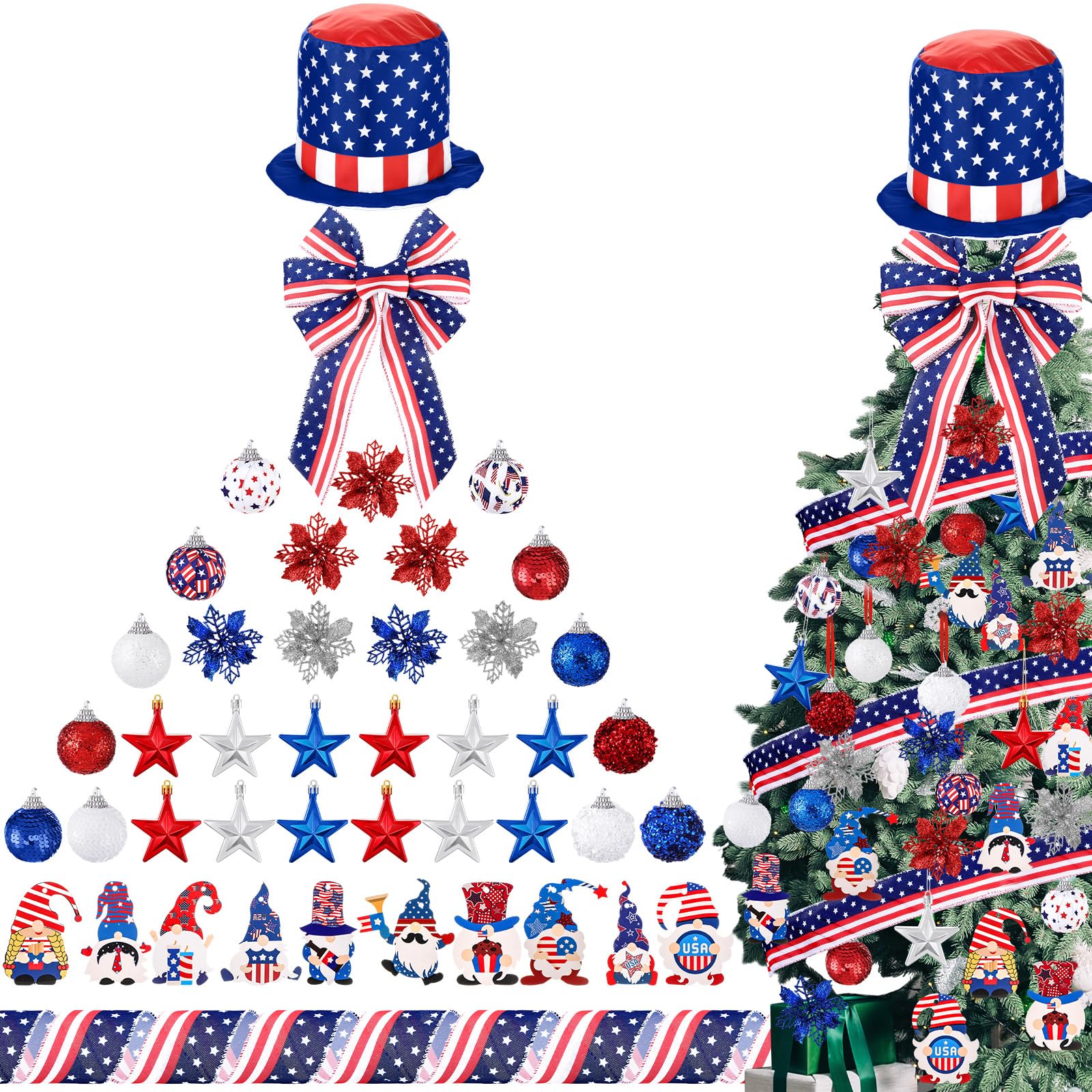 Halfchet patriotic hat decor adds festive flair to your tree display.