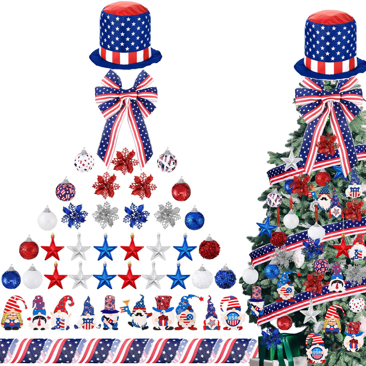 Halfchet patriotic hat decor adds festive flair to your tree display.