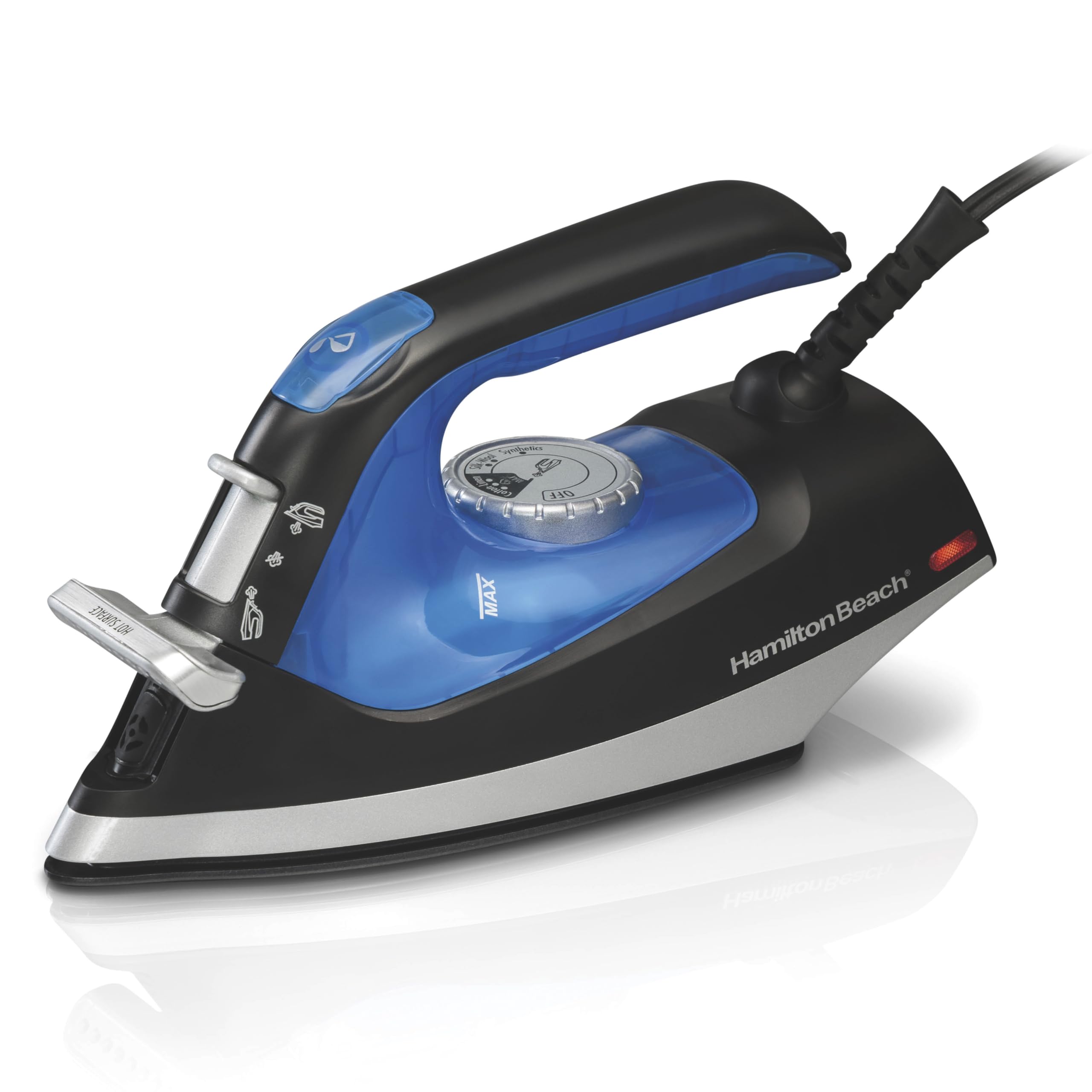 Hamilton Beach 2-in-1 steam iron with nonstick soleplate for smooth fabrics.