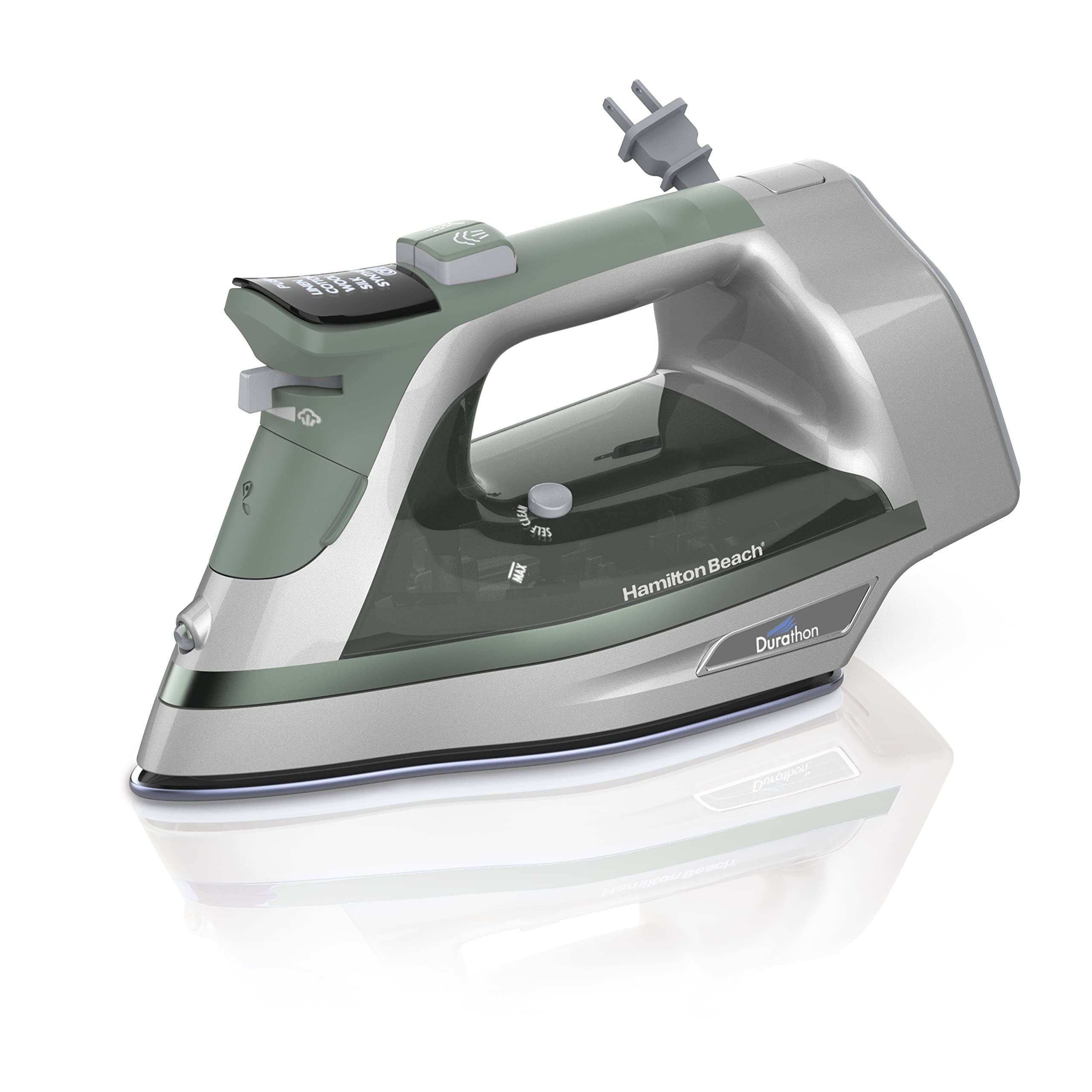 Hamilton Beach Durathon iron with a durable nonstick soleplate for smooth ironing