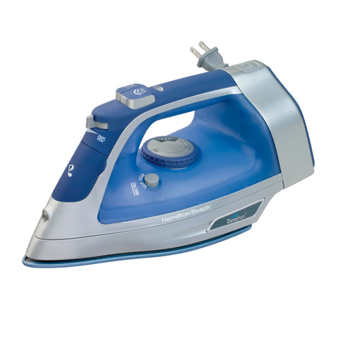 Hamilton Beach steam iron with Durathon soleplate for smooth, durable ironing.