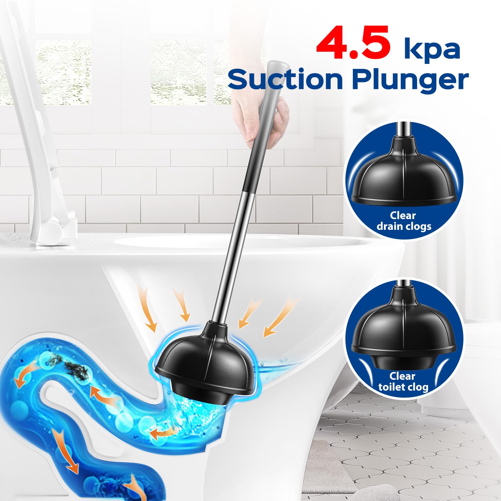 HAMITOR 18-inch extended handle reduces strain during cleaning.