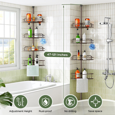 HAMITOR Adjustable-height pole adapts to ceilings from 47 to 121 inches.