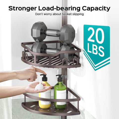 HAMITOR bronze corner caddy soap dish keeps soap within easy reach.