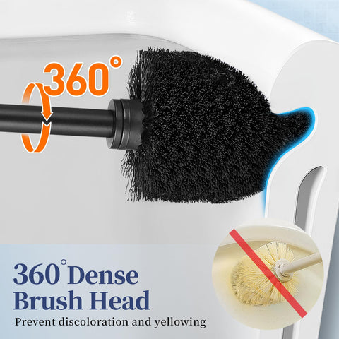 HAMITOR closed-design toilet brush holder blocks odors and protects hands.