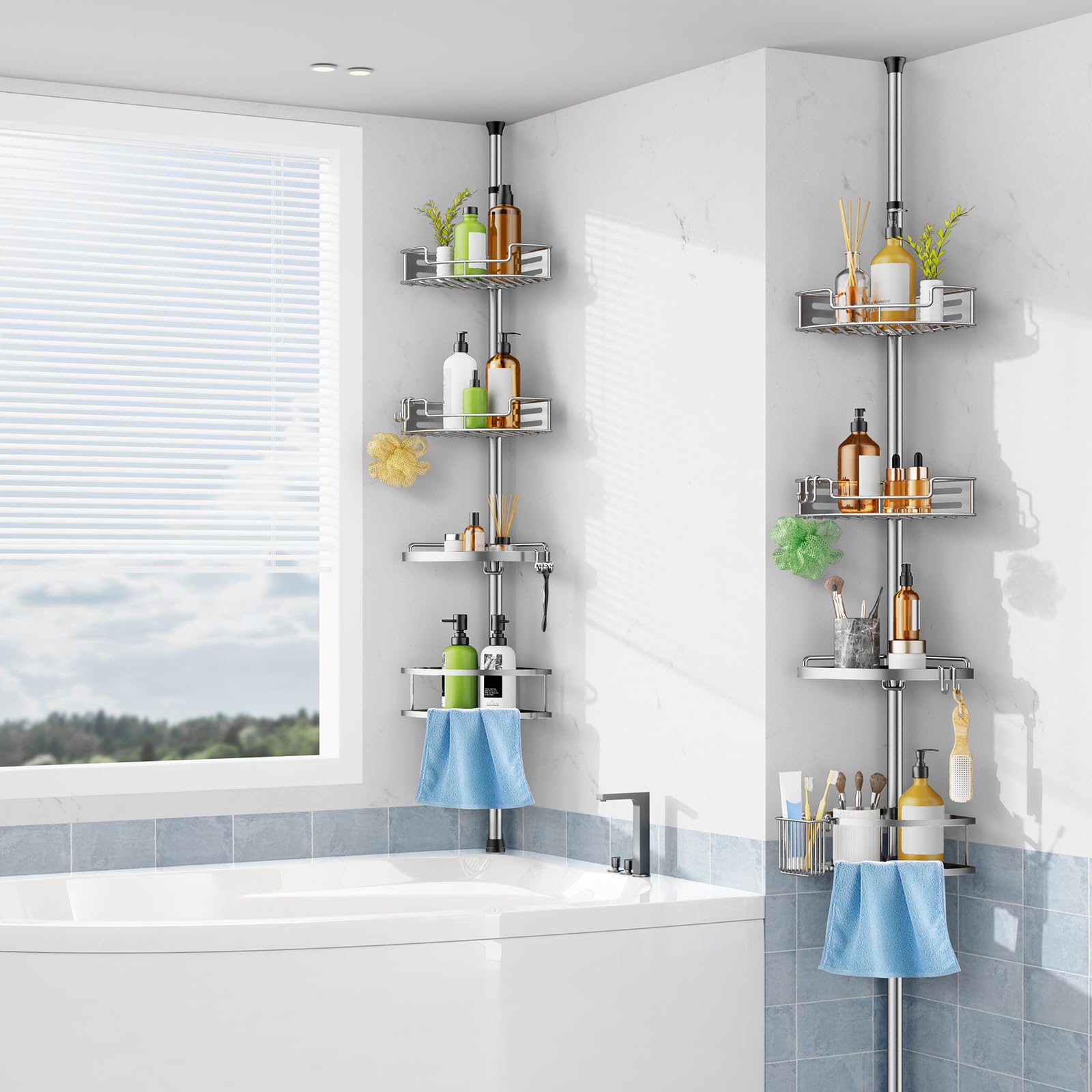 HAMITOR compact corner storage ideal for renters and small bathrooms.
